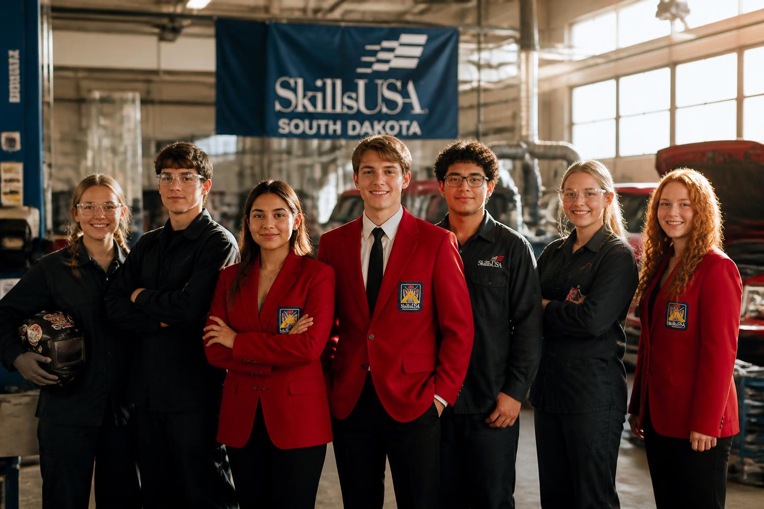 South Dakota SkillsUSA state officers in a career and technical education workshop